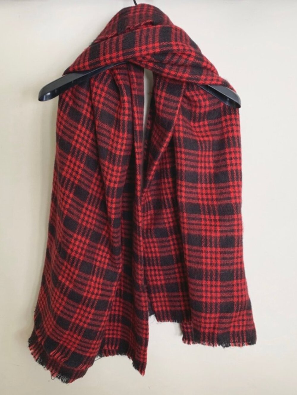 Zara Oversized Plaid Scarf, Red Black Plaid